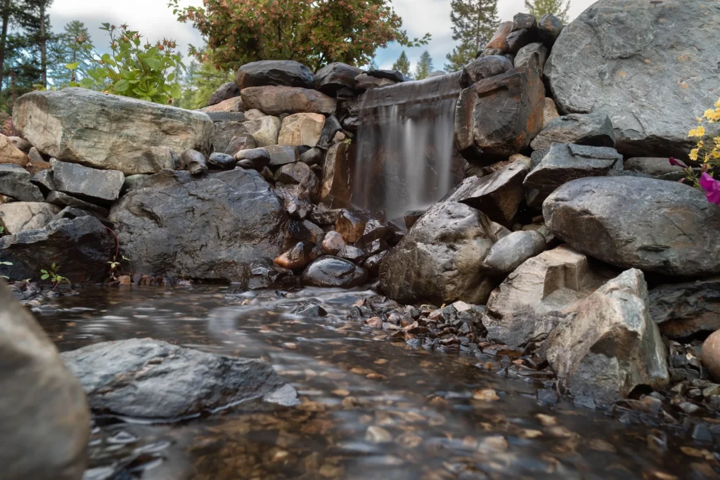 Close view along the naturalized stream channel