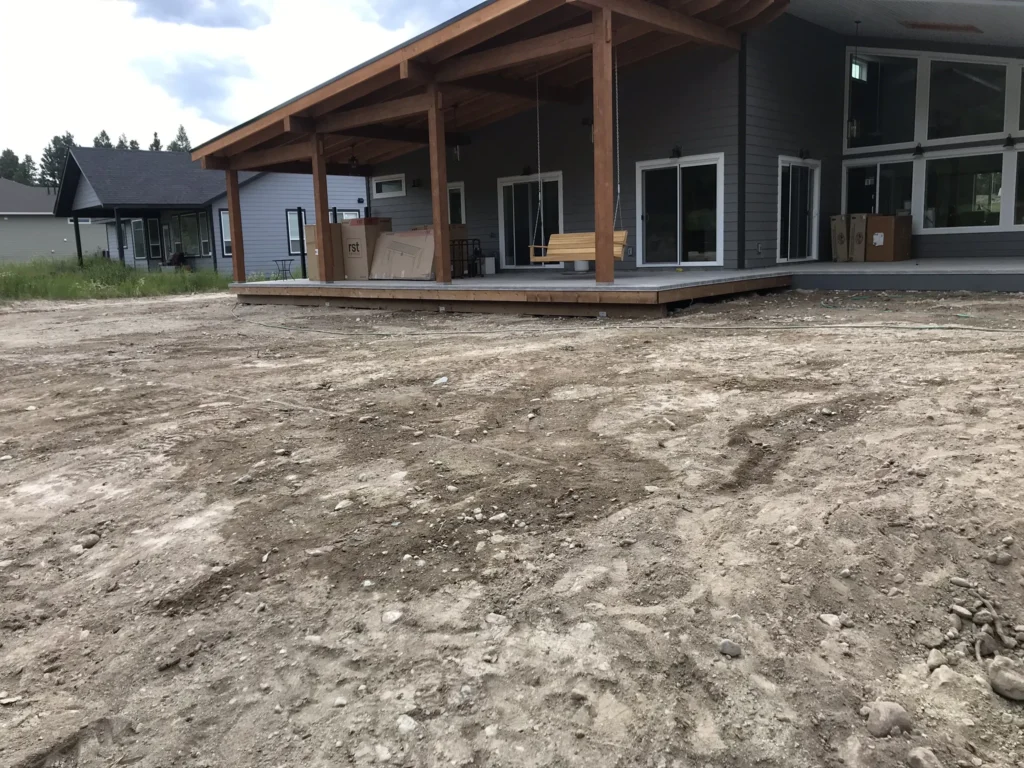 Open yard before pathways and planted islands were installed