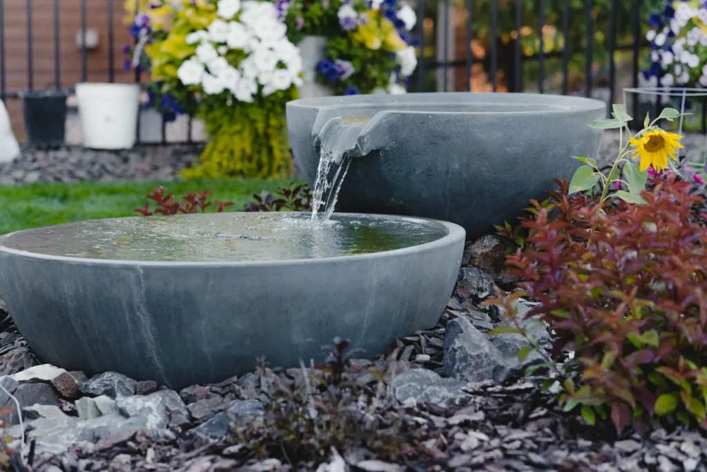 Aquascape spillway bowl flowing into a matching basin