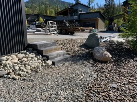 Sterling Broadway paver walkway with dark stone steps