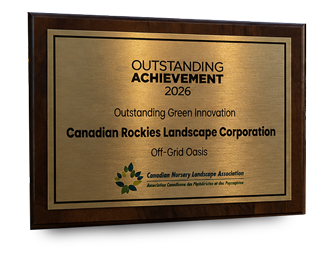 2026 Outstanding Achievement Award for Green Innovation plaque presented to Canadian Rockies Landscape